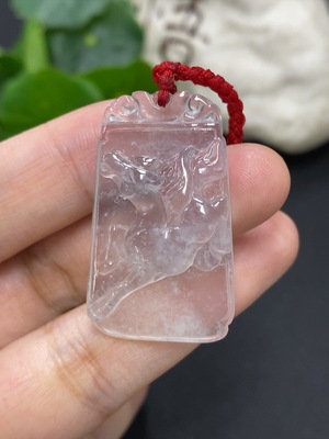 F42955859 翡翠马到功成挂件 货品总重量约9克（含绳重）