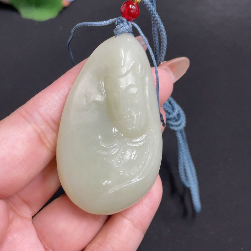 H32698548 Hetian Jade Pendant Guanyin Total Weight Approx. [with rope] 49.2g