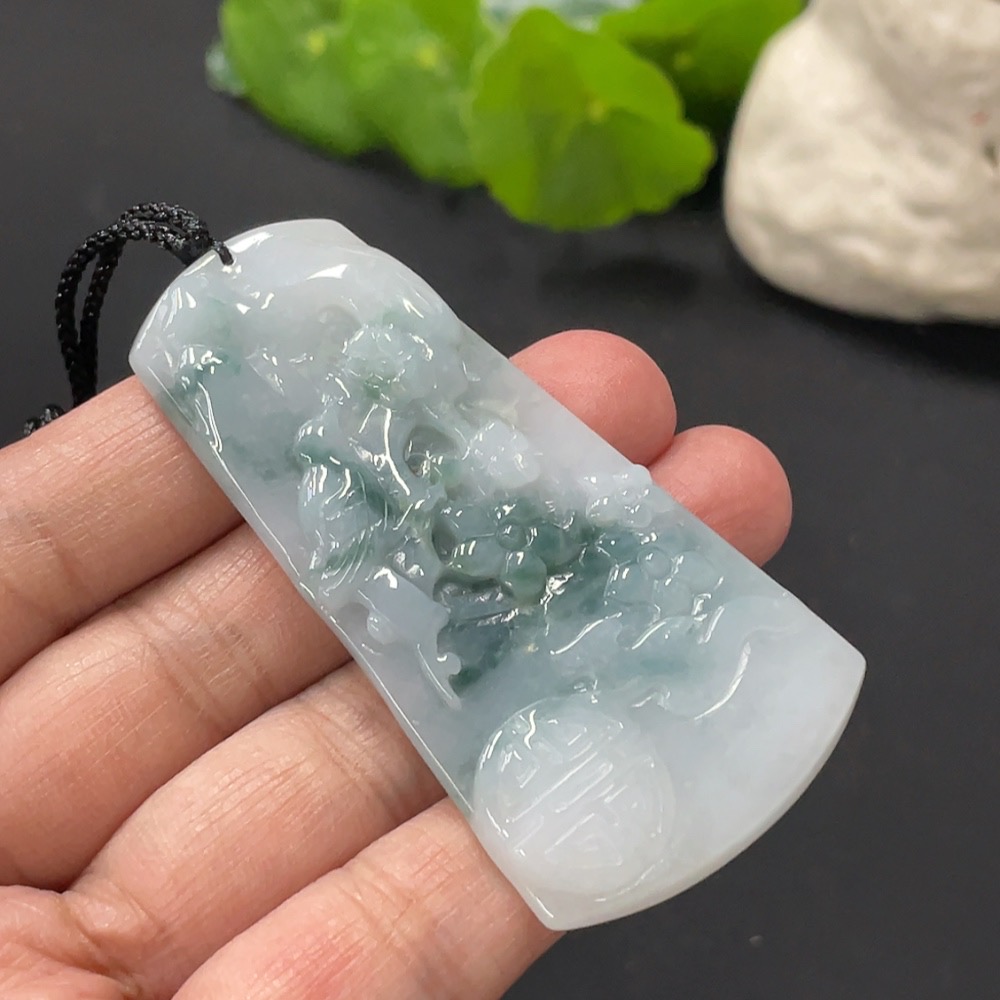 F31632162 JadeiteMagpie on Plum Branch Pendant