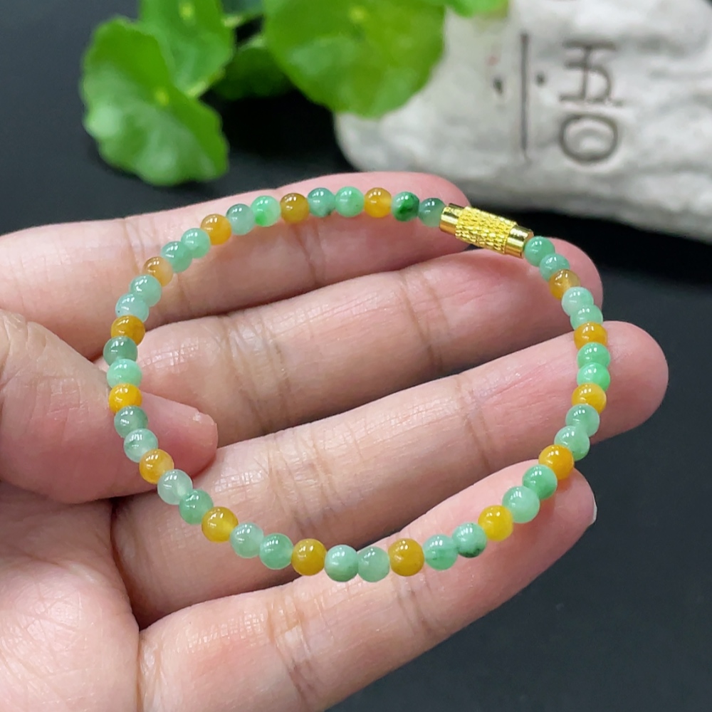 F35080810 Jadeite Bead Necklace 3.8mm approx Non-Gold Clasp Total Weight 4.88g approx