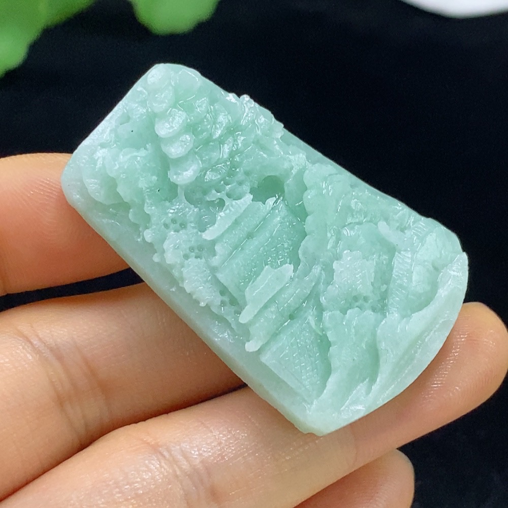 F35136065 Jadeite Rough Landscape Pendant Total Weight Approx. 20.61g