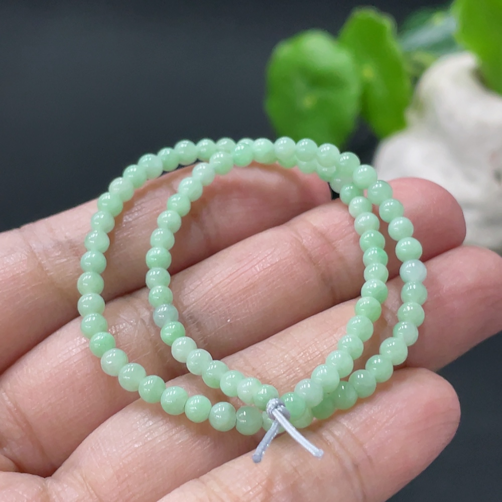F35108233 Jadeite Bracelet Approx. 3.2mm Beads Total Weight Approx. 4.37g