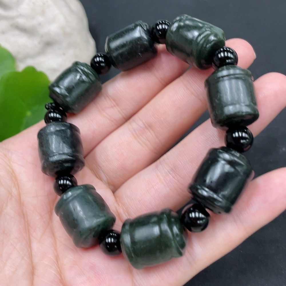 H30538467 Hetian Jade Bracelet (Non-Hetian Jade Beads) Total Weight Approx. 64.7g