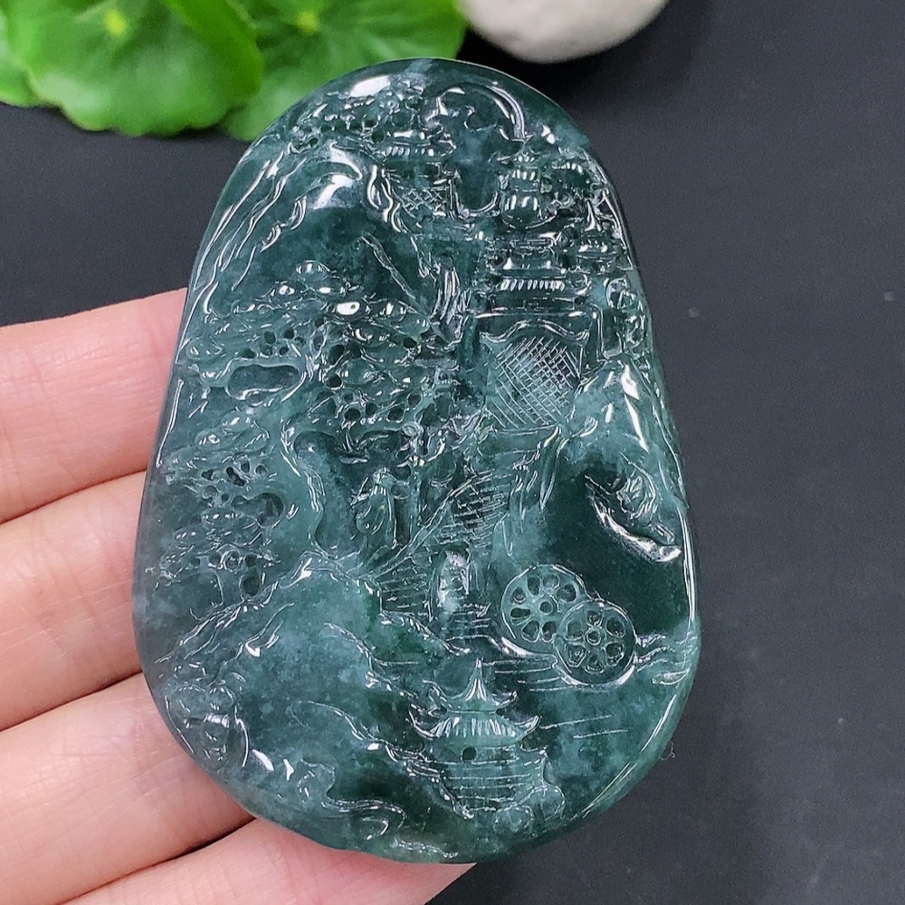 F26961650 Jadeite Landscape Pendant with a total weight of approximately 47.1 grams