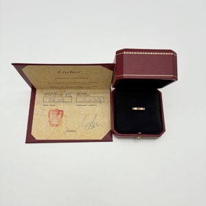S43097698 9.8新 卡地亚 Cartier 窄版签字戒指 55码 附件盒子保卡 克重4.03g