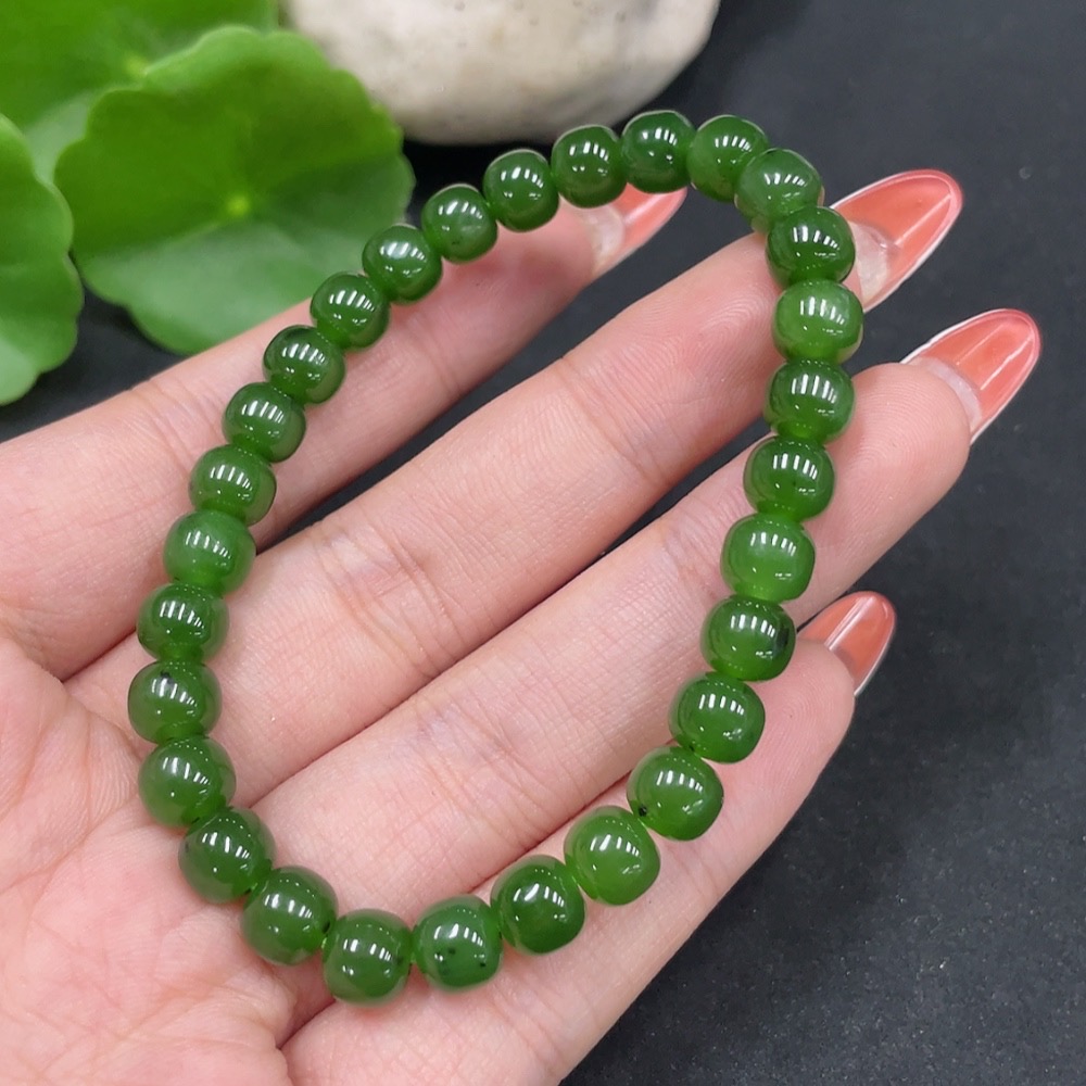H34062945 Hetian Jade Jasper Bracelet, approximately 6.7mm, total weight about 15g