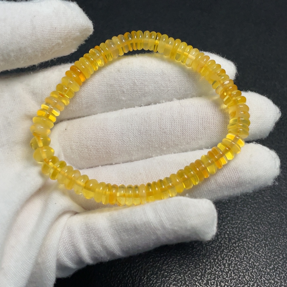 C34009394 Amber Beeswax Bracelet Total Weight Approx. 5.69g Size About 6.8mm