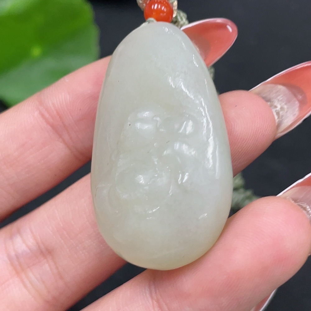 H35084599 Hetian Jade Pendant   Buddha   Total Weight (including rope): 18.8g