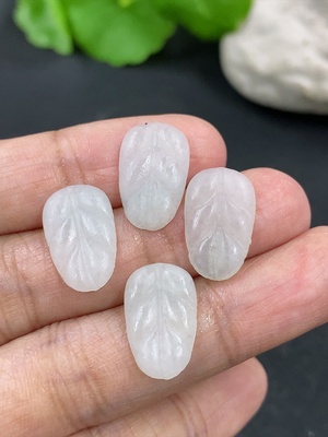 F43196838 翡翠毛货叶子镶嵌件 货品总重约2.57g