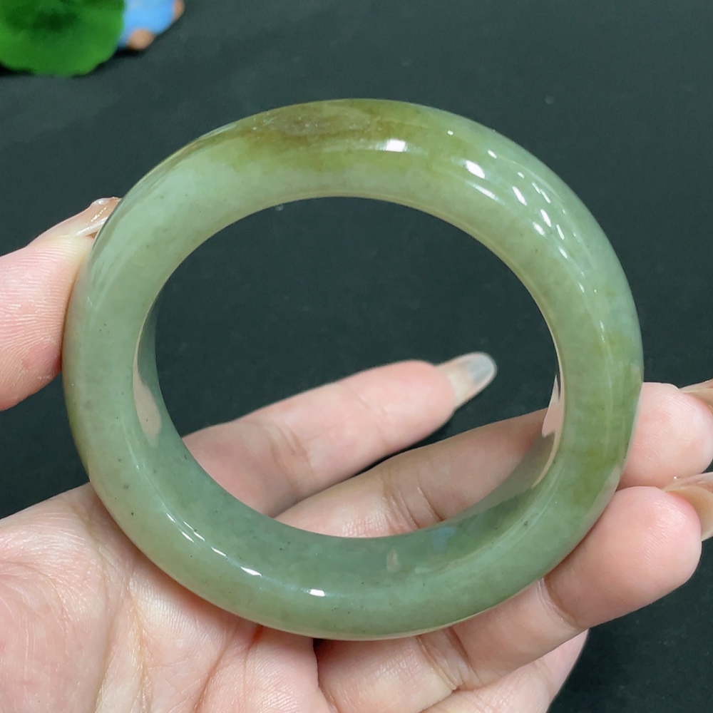 H32804672 Hetian Jade Round Bracelet, Size 53.6, Total Weight Approx. 88.4g