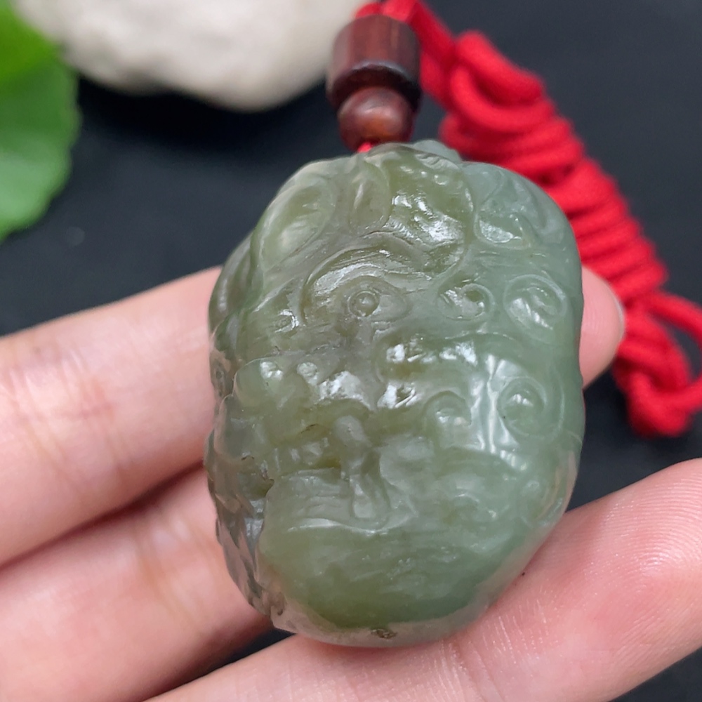 H31635326 Hetian Jade Pendant Rui Beast Total Weight (with rope) Approx. 49.6g