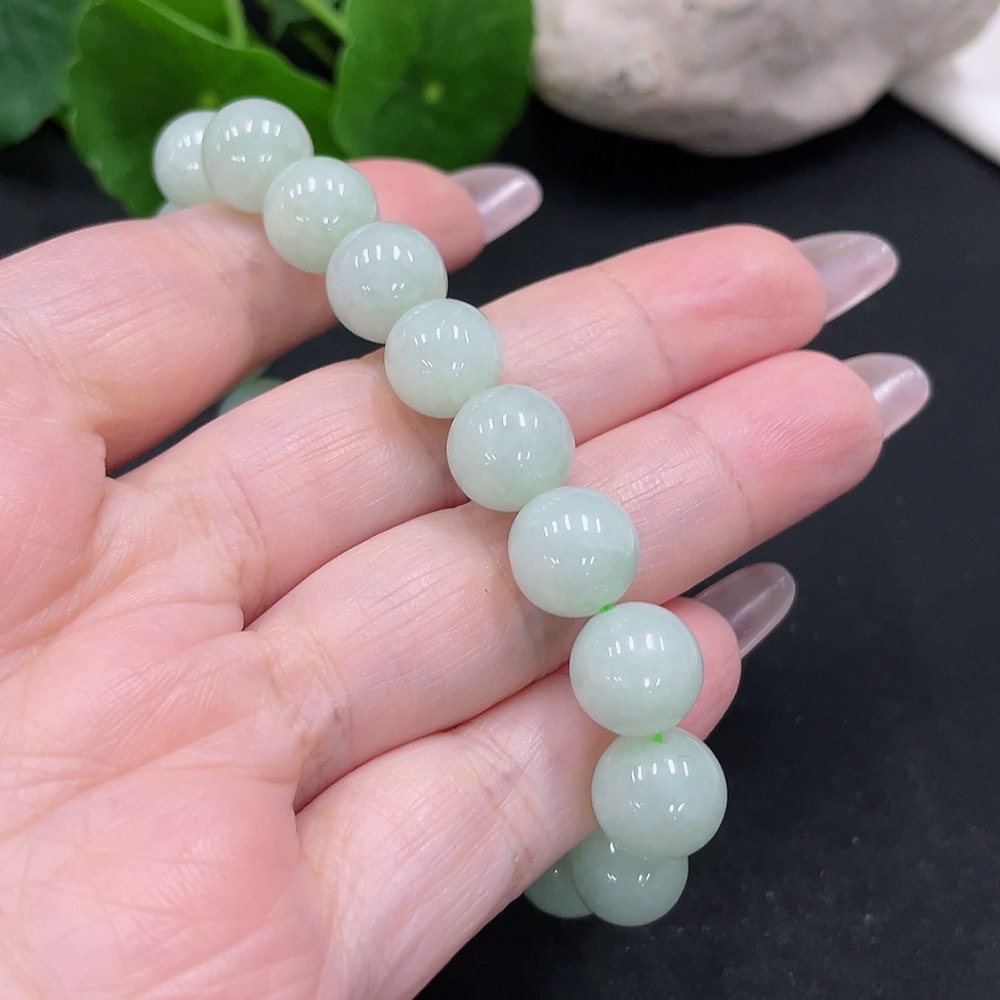 F34068183 Jadeite Beads Bracelet Approx.10.4mm Total Weight About 33.9g