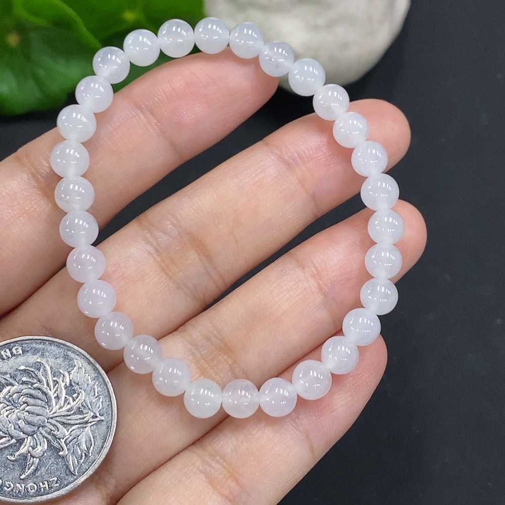 F35127375 Jadeite Bead Necklace Approximately 5.8mm Total Weight About 9.9g