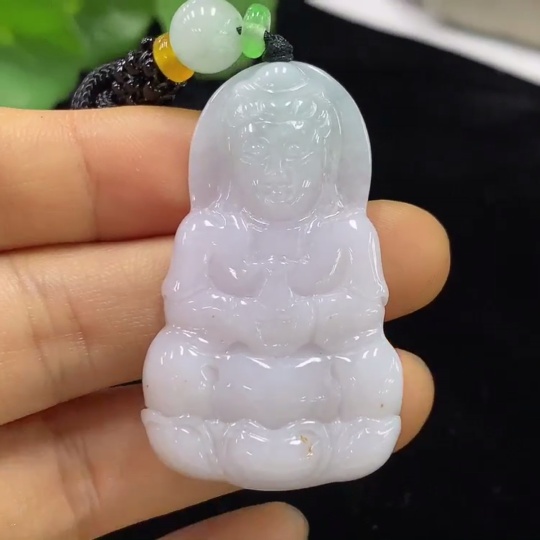 F34975238 Jadeite Guanyin Pendant Total Weight Approx. 17.9g (Beads Non-Grade A) (Including Rope Weight)