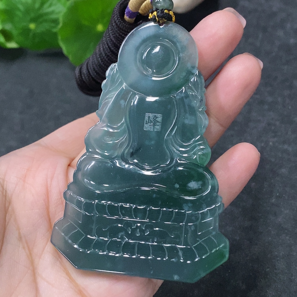 F34998769 Jadeite Pendant Green Tara Total Weight Approx. 44.52g with Rope
