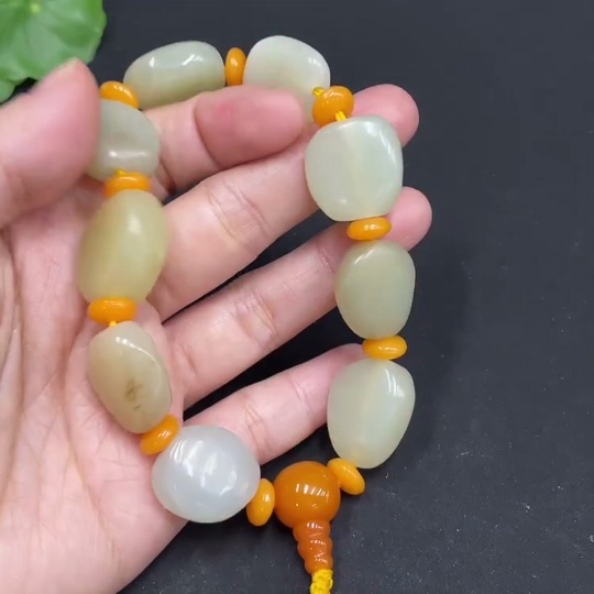 H34072194 Hetian Jade Beads Bracelet, Total Weight Approx. 50.1g, Accessories Not Hetian Jade