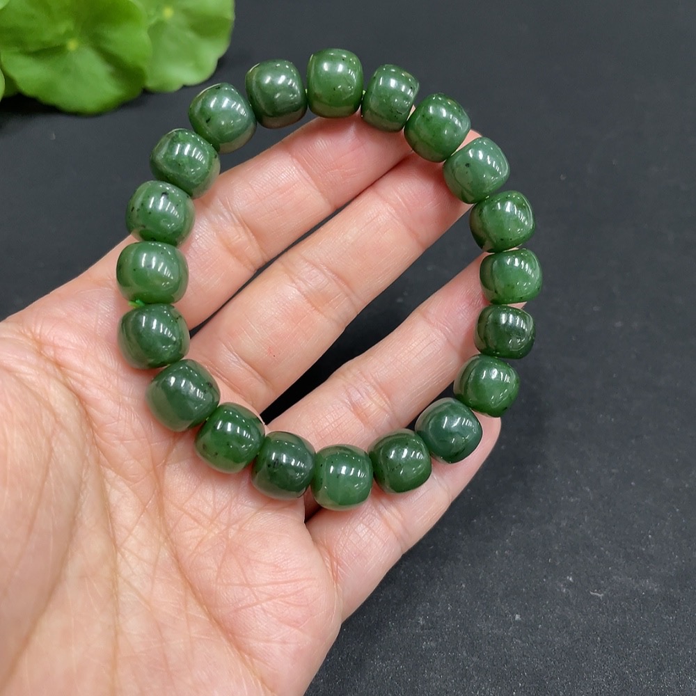 H34052255 Hetian Jade Jasper Bracelet Approx. 9.7mm Total Weight Approx. 33.1g