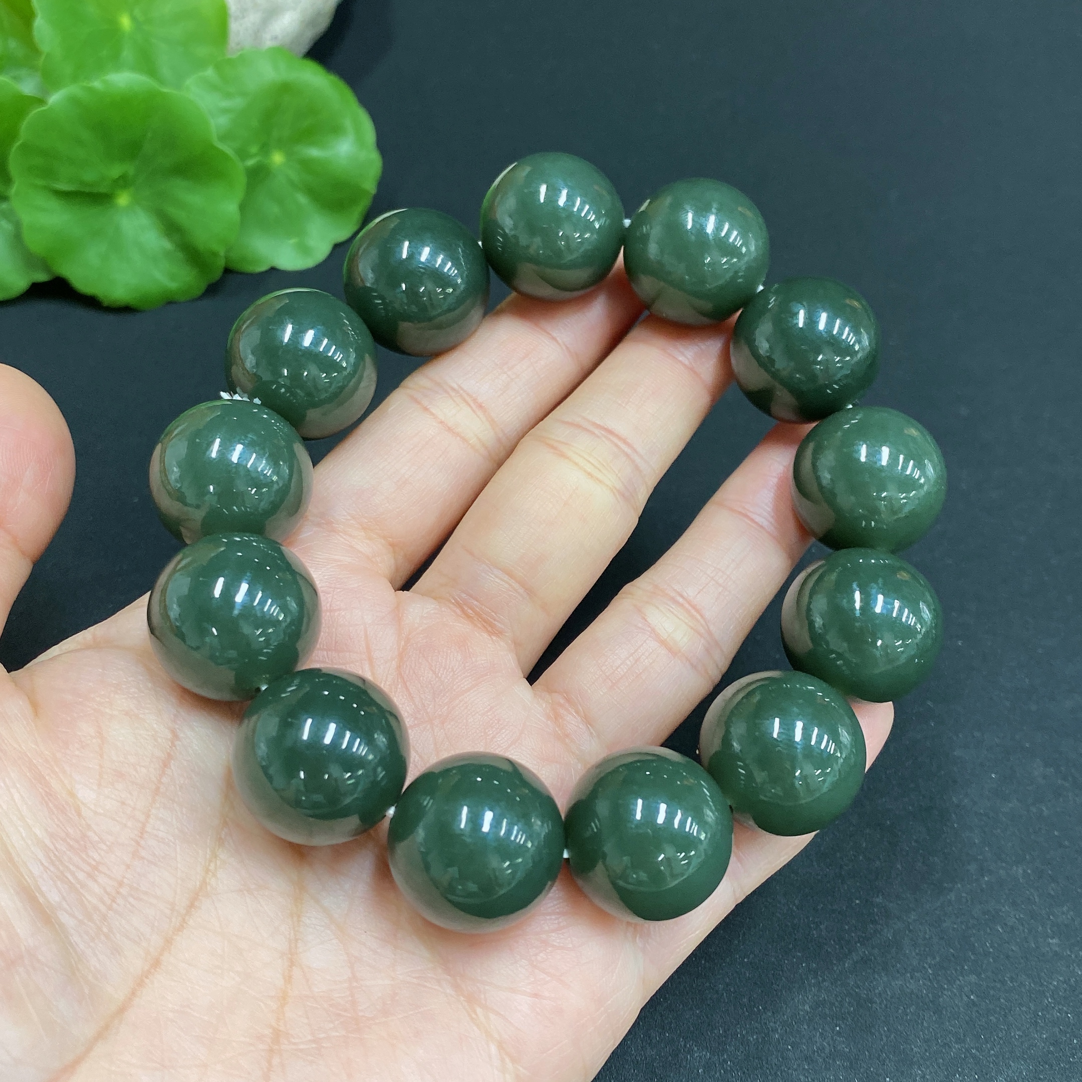 H32703033 Hetian Jade Bracelet Approx. 17.7mm Total Weight Approx. 117.1g