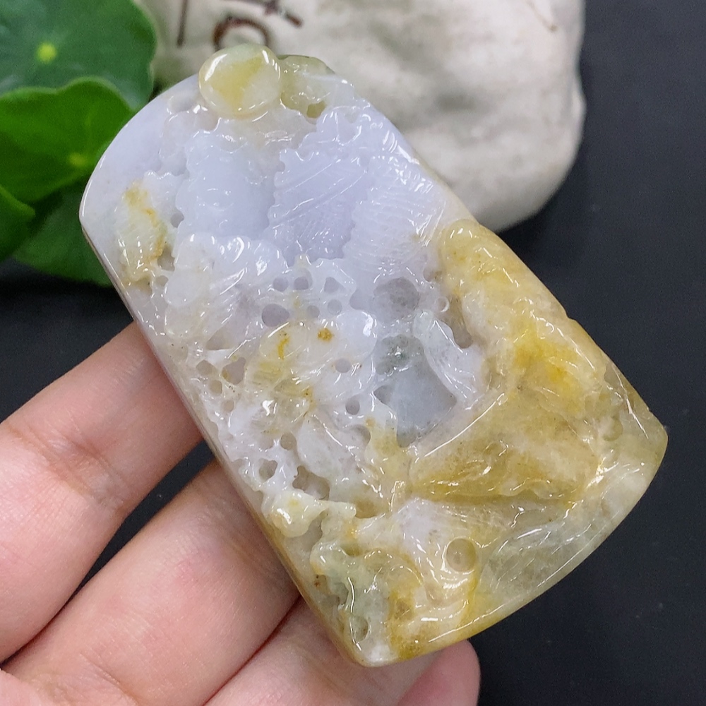 F32824536 Jadeite Landscape Pendant Total Weight Approximately 104.4g (Color Origin Undetermined) (Containing Other Mineral Components)
