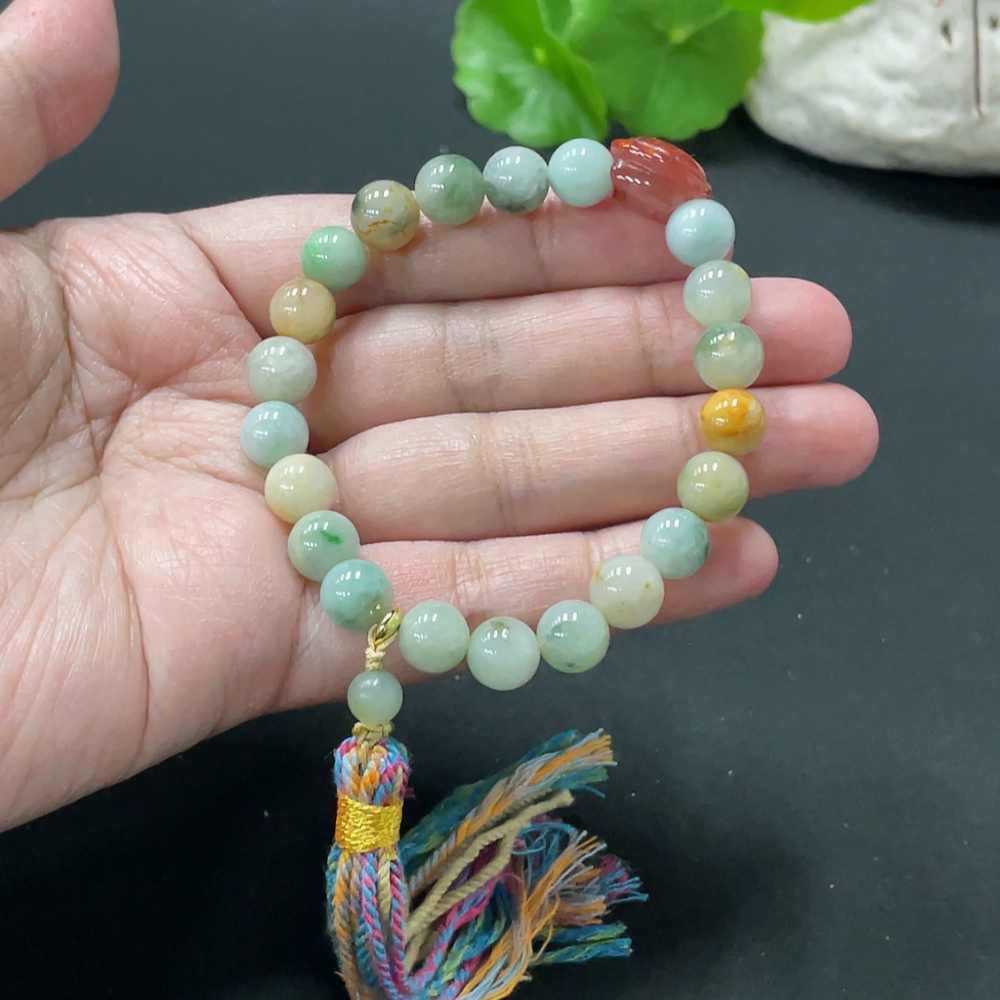 F35109738 Jadeite Bracelet Approx. 8.4mm Total Weight 23g Non-gold Accessories Non-A Beads