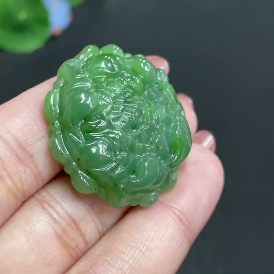 H34010464 Hetian Jade Jasper Pendant - Prosperity in Bloom - Total Weight Approx. 15.8g