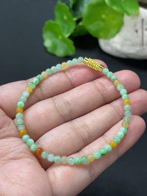 F35080815 Jadeite Bracelet Approx. 3.3mm Non-Gold Clasp Total Weight Approx. 3.8g