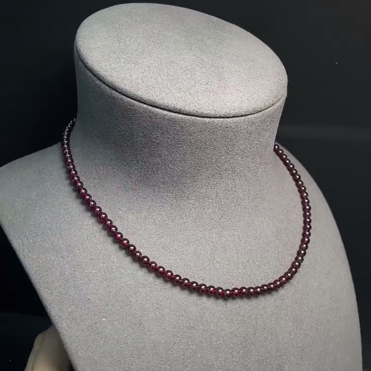 C32814441 Garnet bead necklace non-gold total weight about 15.50g approx.4mm