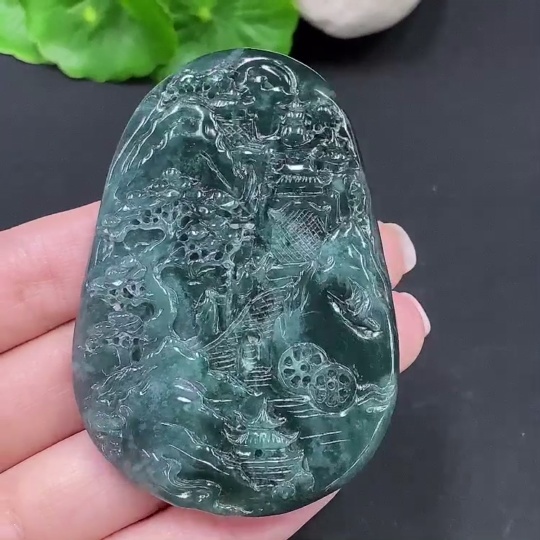 F26961650 Jadeite Landscape Pendant with a total weight of approximately 47.1 grams