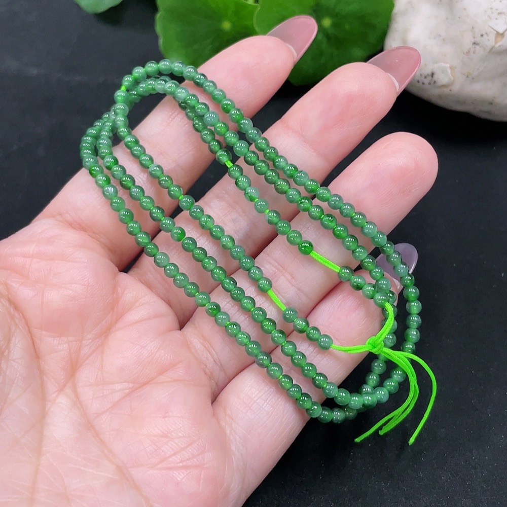 F34983105 Jadeite Beaded Necklace Approximately 3mm Total Weight About 7.9g