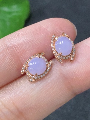 F32762149 Jadeite Earrings with 37% Gold Setting and Diamond Accents, Total Weight Approx. 1.21g