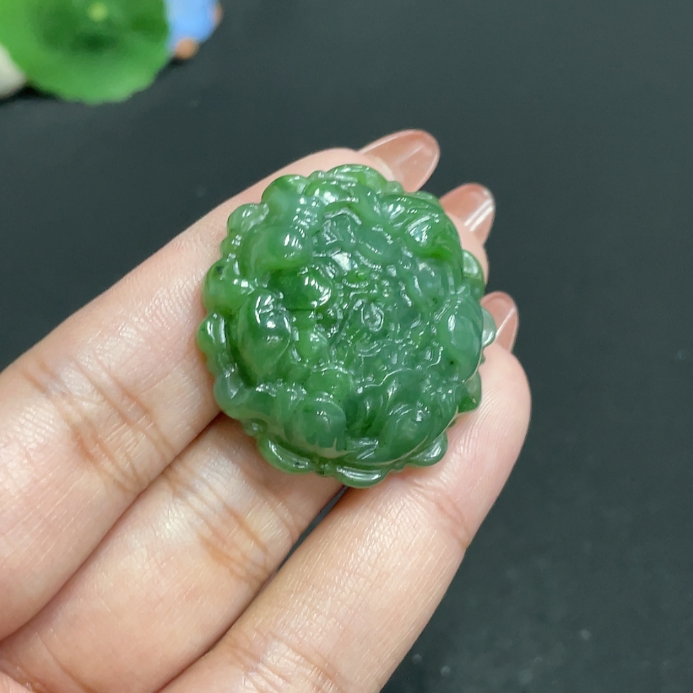 H34010464 Hetian Jade Jasper Pendant - Prosperity in Bloom - Total Weight Approx. 15.8g