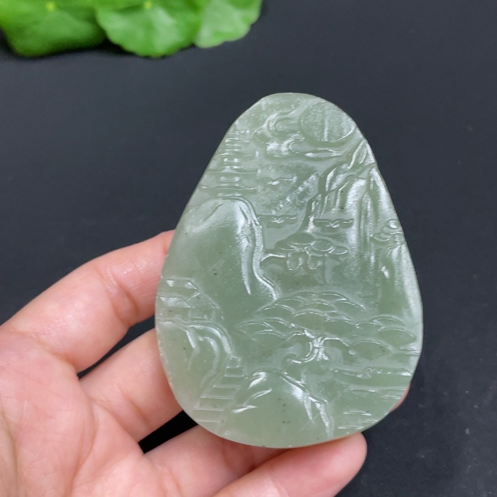 H35103320 Hetian Jade Pendant Landscape Plaque Total Weight Approx. 94.7g