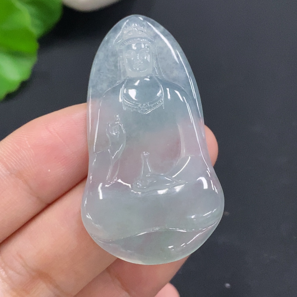 F30451845 Jadeite Guanyin Inlaid Piece Total Weight Approximately 9.6g