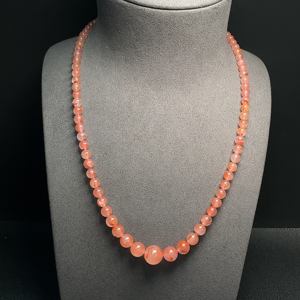 C30511137 South Red Agate Bead Strand Non-Gold Inlaid Approximately 4.1-12.4mm Total Weight About 33.61g Visible Organic Matter