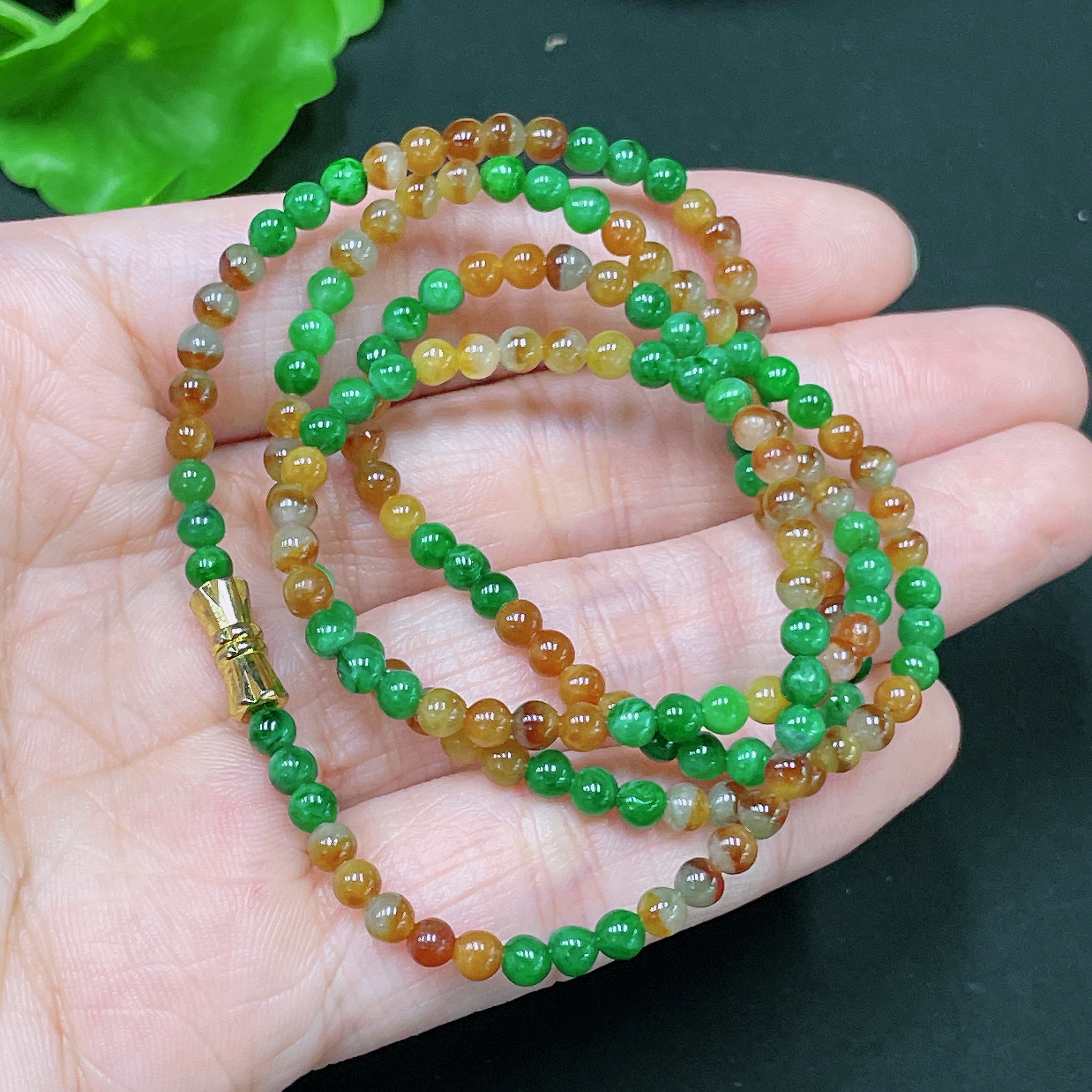 F33865689 Jadeite Bead Necklace Approx. 3.6mm Total Weight Approx. 14.13g Non-Gold Color Origin Undetermined