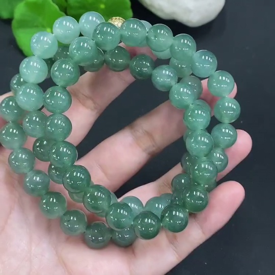 F31685384 Jadeite Bead Necklace Approx. 10.3mm Non-Gold Total Weight Approx. 124.3g