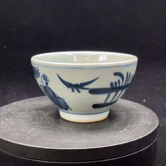 W33842666 Porcelain, Mint Condition, Modern Blue and White Character Bowl (Subject to Actual Item)