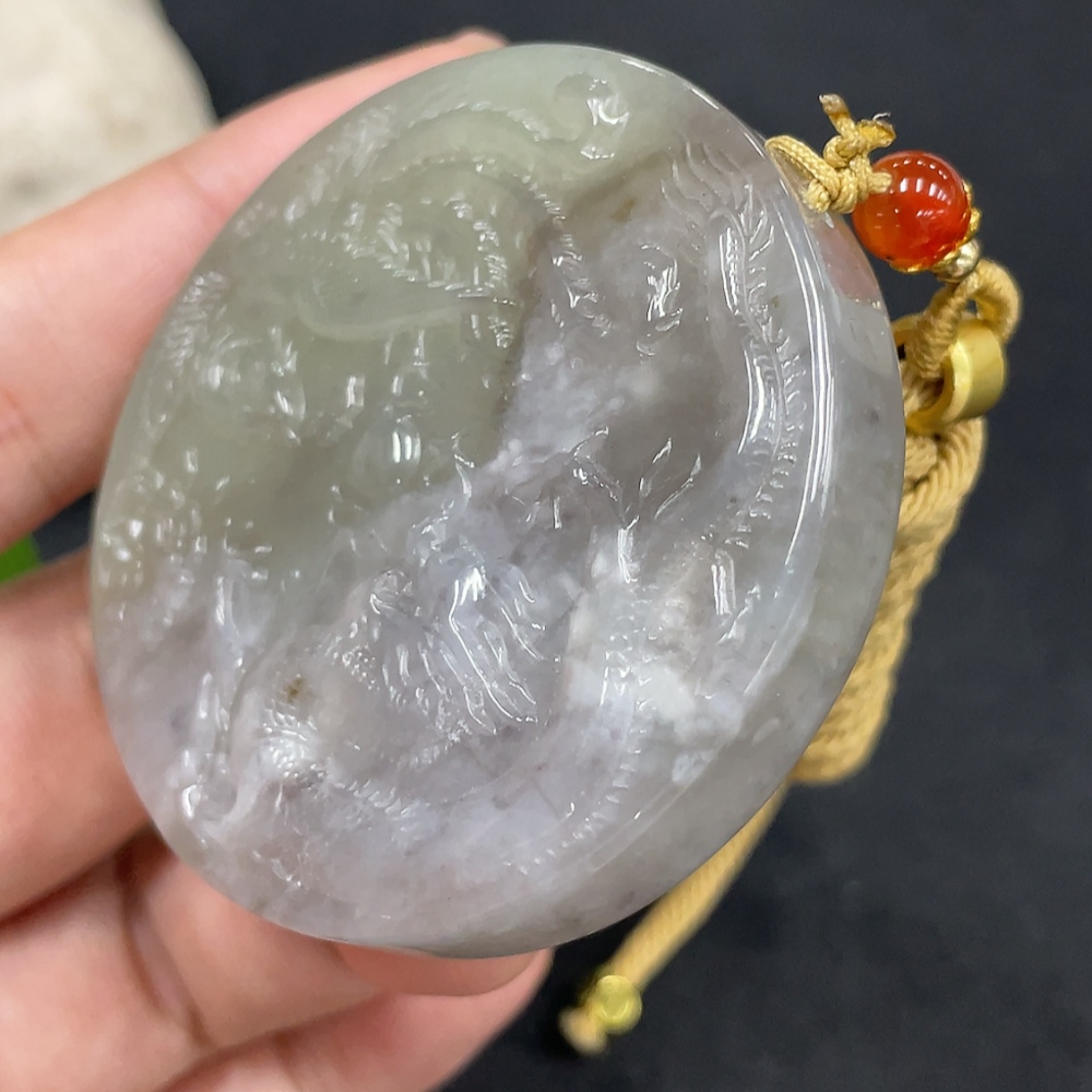 H30561150 Hetian Jade Pendant    Dragon and Phoenix Bring Prosperity