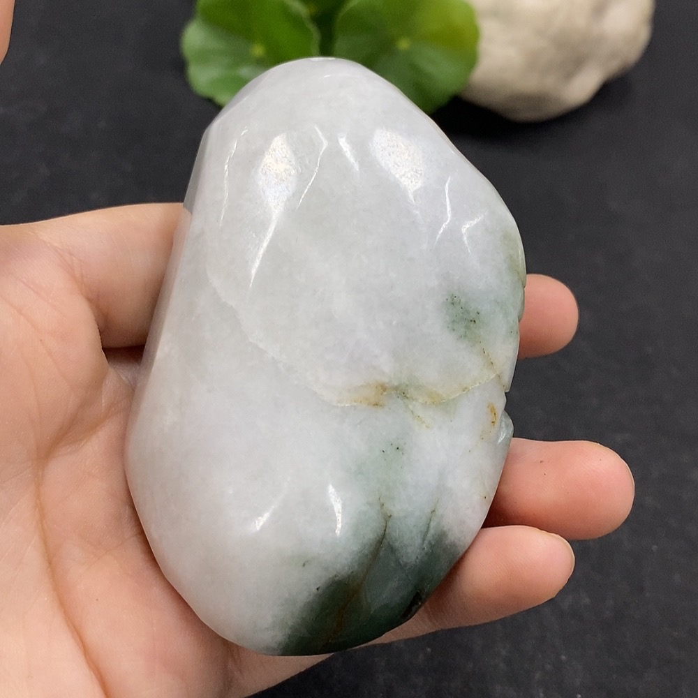 F34995567 Jadeite Handheld Carving 'Abundance Year after Year' with Yellow Part of Undetermined Color Origin, Total Weight Approx. 248.15g
