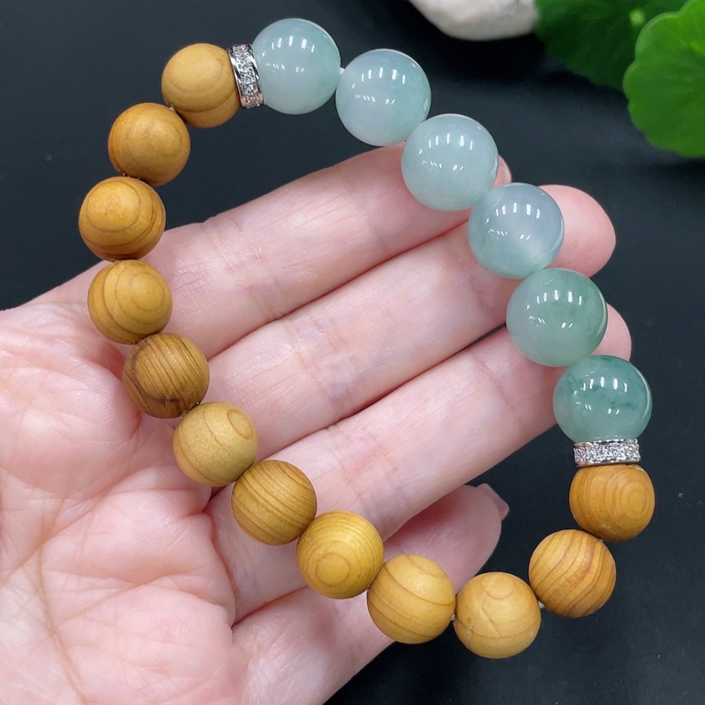 F25857897 Jadeite Beads Bracelet approx.12.2mm total weight approx.24.13g