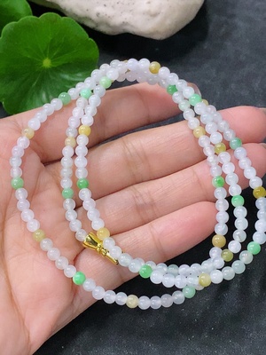 F34043239 Jadeite Bead Necklace Approx. 3.5mm Non-Gold Total Weight Approx. 13.65g