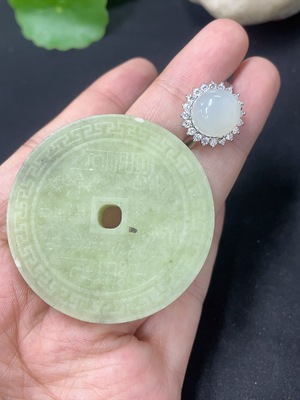 H41856326 岫玉（蛇纹石玉）挂件+镶嵌活口戒指 非金      货品总重约31.6g