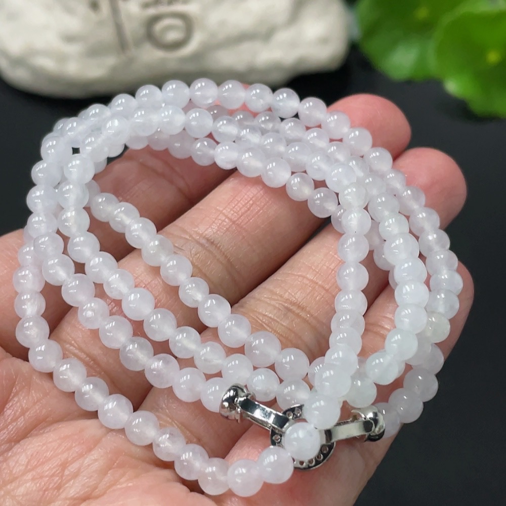 F27071254 Jadeite Bead Necklace Approx. 4.3mm Total Weight About 22.3g Non-Gold Clasp