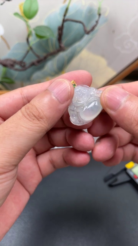 F31643330 Jadeite Buddha Pendant in 18K Gold, Total Weight Approx. 5.8g