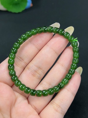 H42979859 和田玉碧玉手串 卡5.5mm左右 货品总重约12g