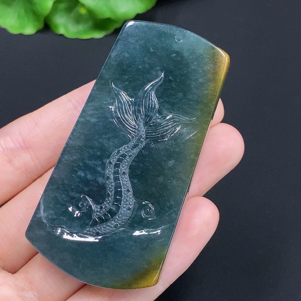 F30513032 Jadeite Imperial Dragon Guanyin Pendant