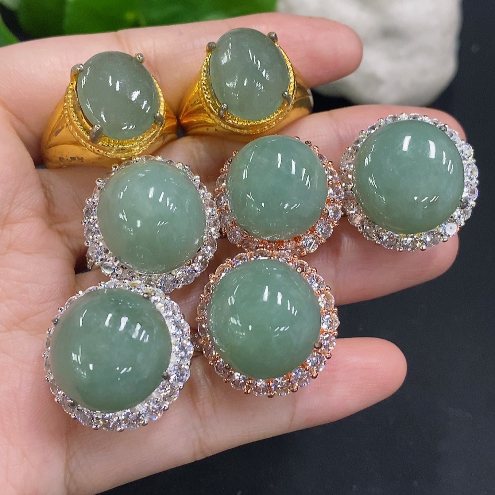 F32775903 Jadeite Cabochon Sell as a Lot Non-Gold Setting