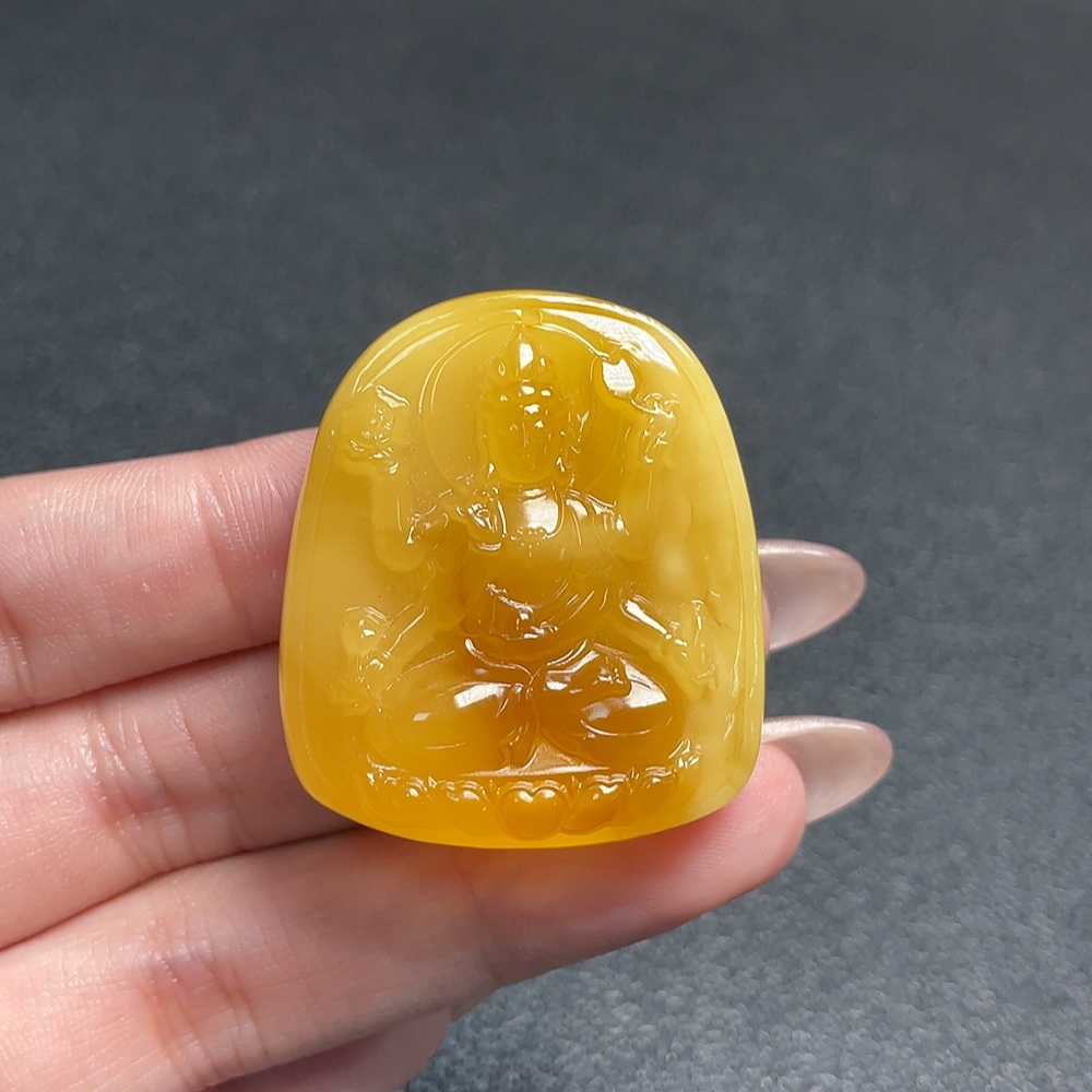 C35095802 Amber Bee Wax Pendant with Colorless Coating, Total Weight Approx. 12.42g