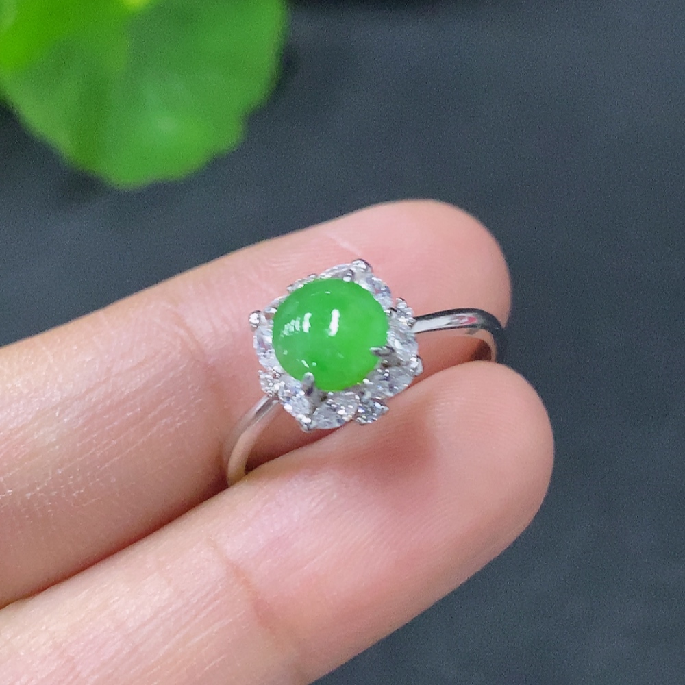 F31593646 Jadeite Inlaid Ring Non-Gold Adjustable Total Weight Approx. 1.97g