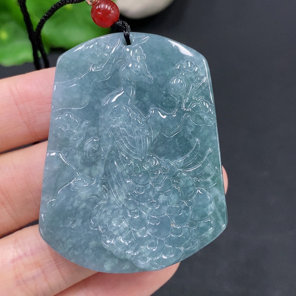 F29393496 Jadeite Phoenix and Peony Pendant